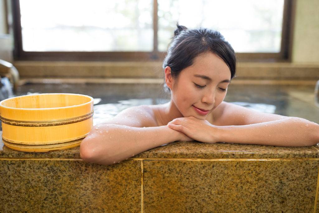 Woman having japanese onsen