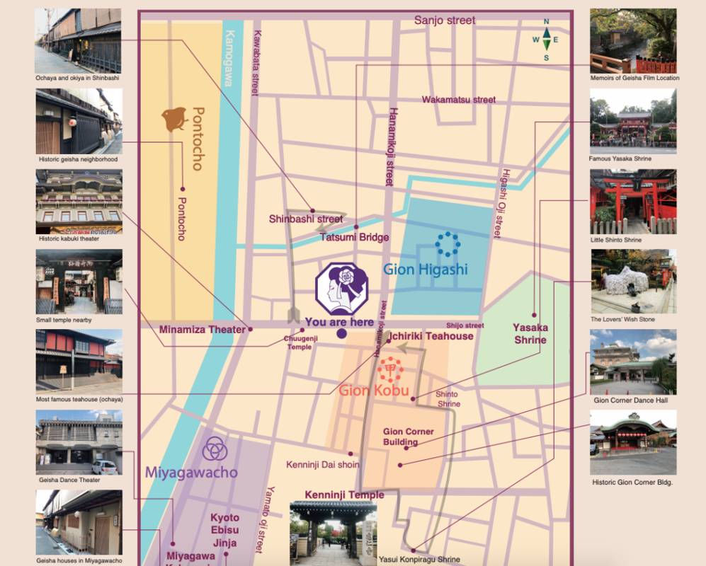 Gion Geisha Map Maikoya
